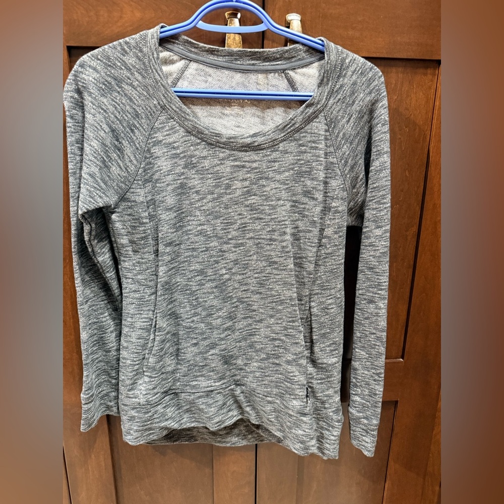Gray Women's Long Sleeve Top with front pockets
